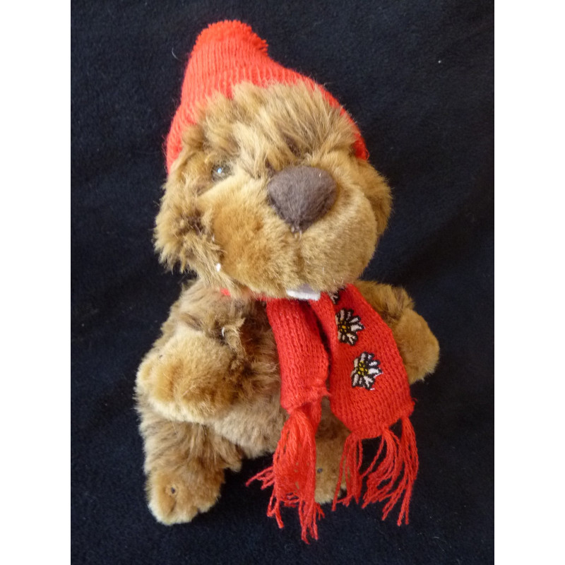 Peluche marmotte avec bonnet et écharpe